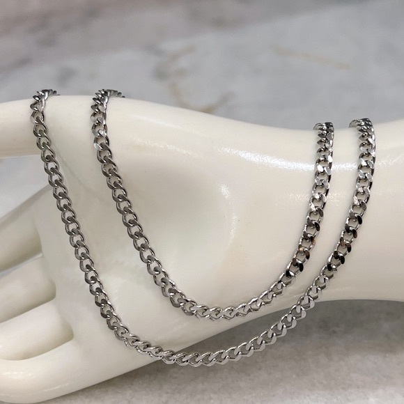 Silver Cuban Link 24” Chain Necklace - Picture 1 of 8